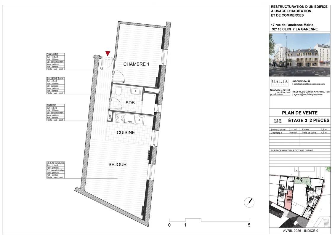 Appartement à vendre, 39m², Clichy