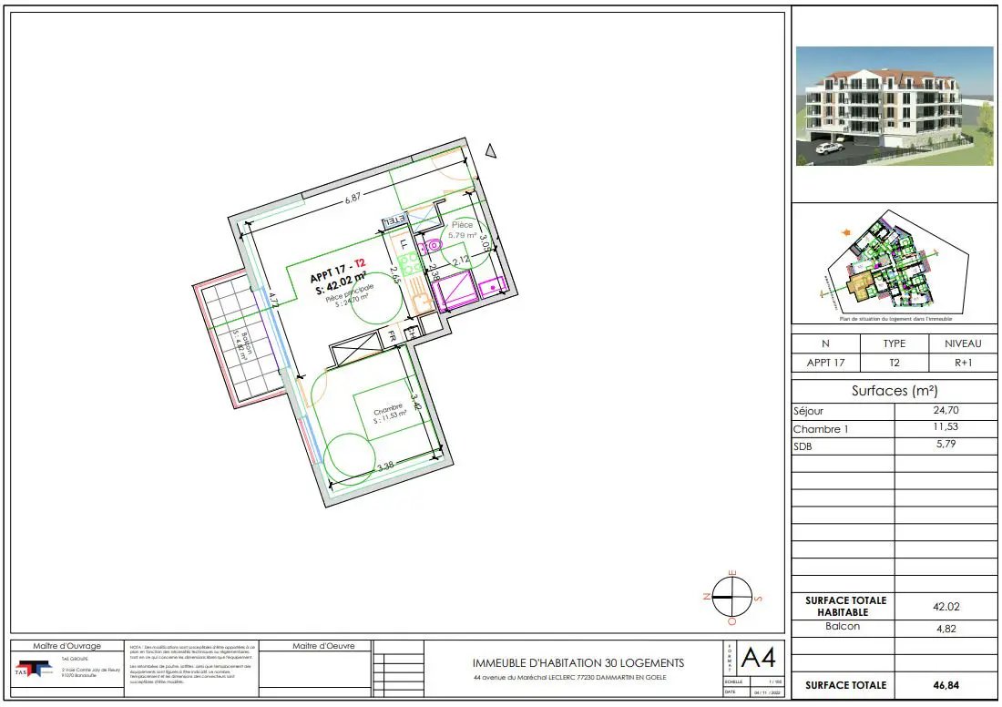 Appartement à louer, 42m², Dammartin-en-Goële