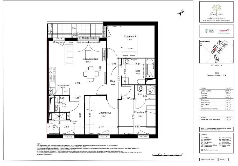 Appartement à louer, 77m², Montlhéry
