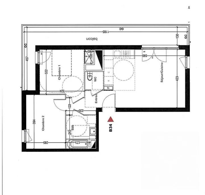 Appartement à louer, 58m², Cergy