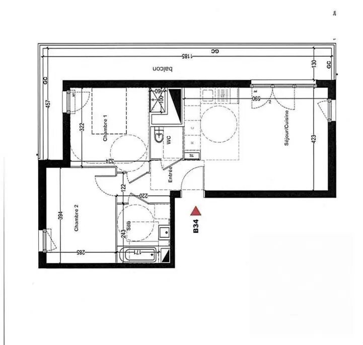 Appartement à louer, 57m², Cergy