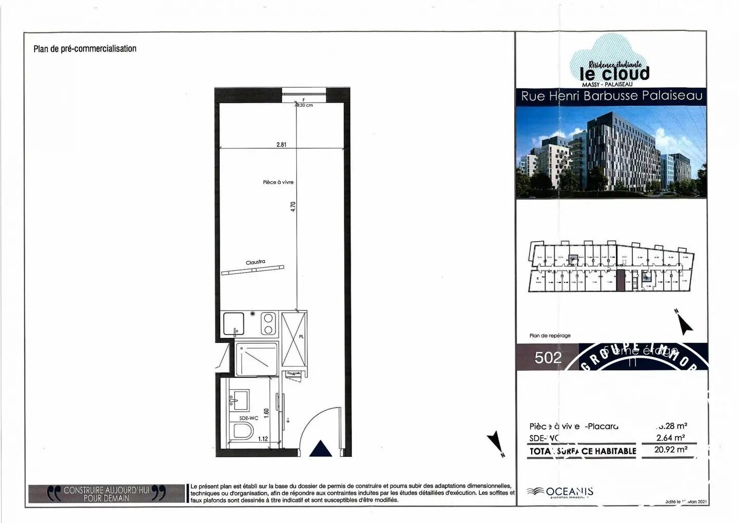 Appartement à louer, 21m², Palaiseau