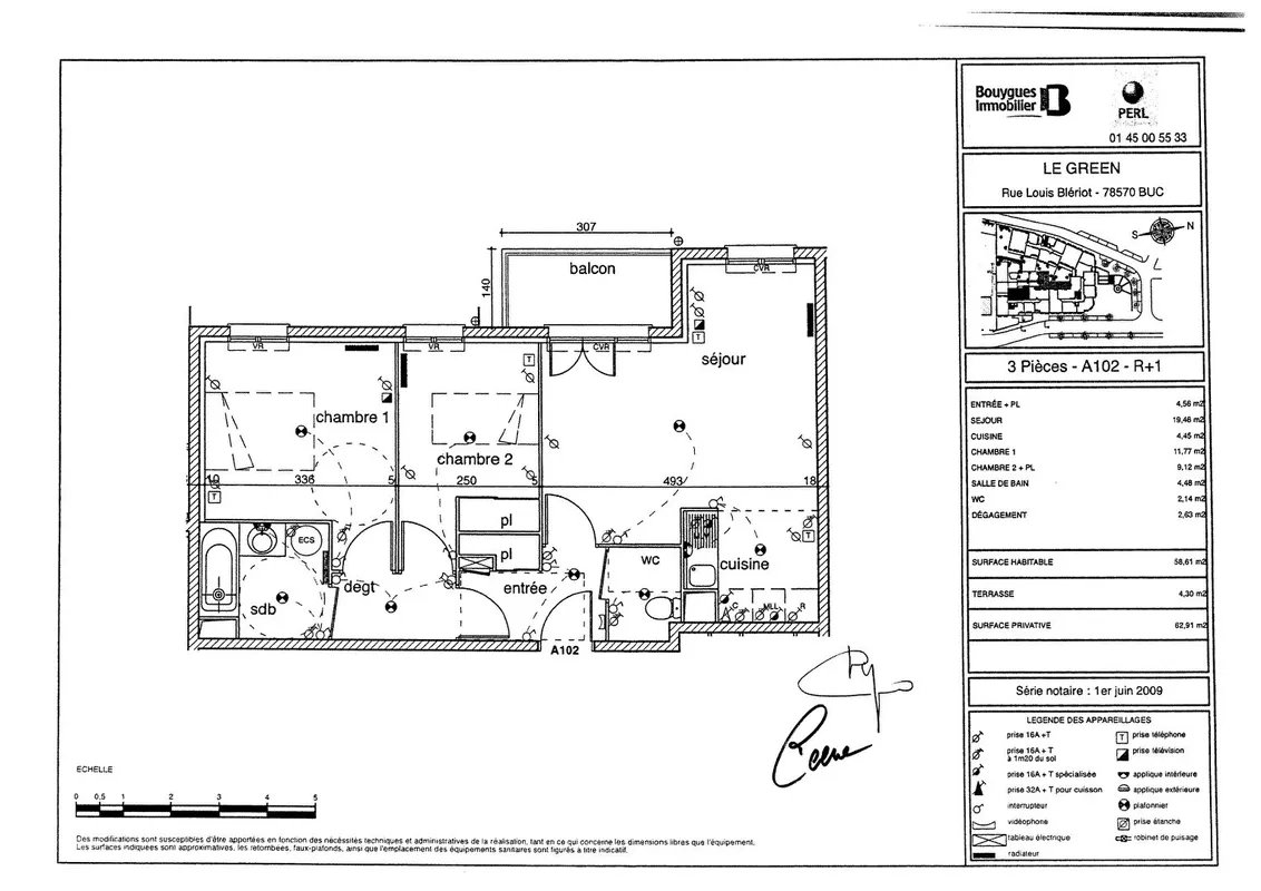 Appartement à vendre, 59m², Buc