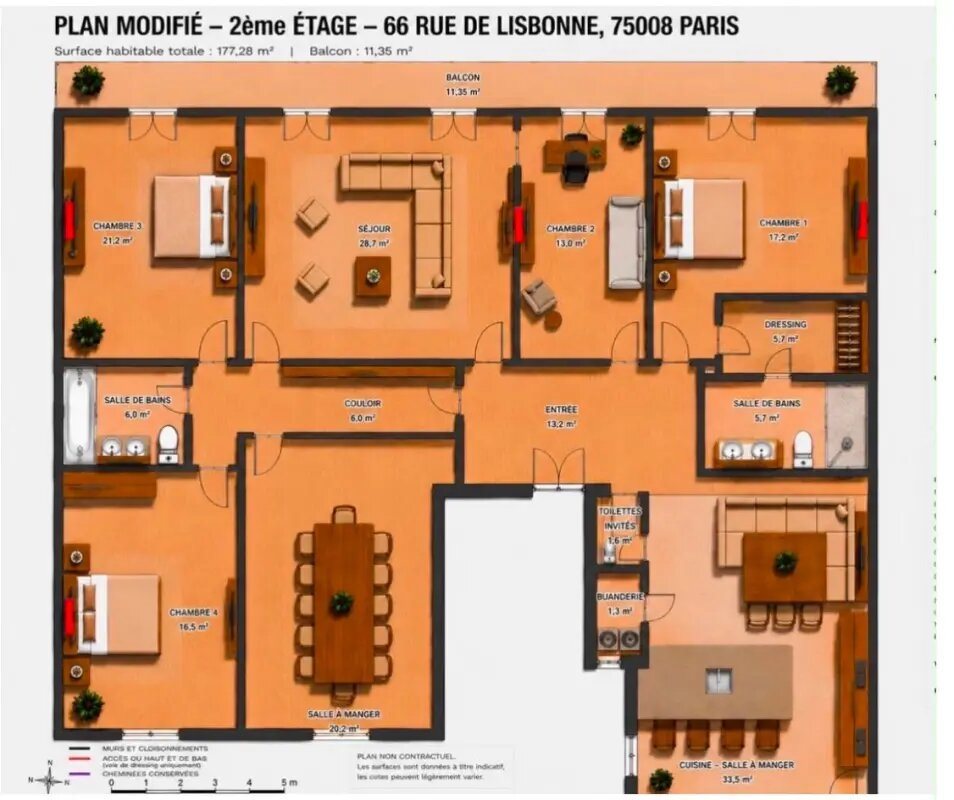 Appartement à louer, 178m², Paris 8ème
