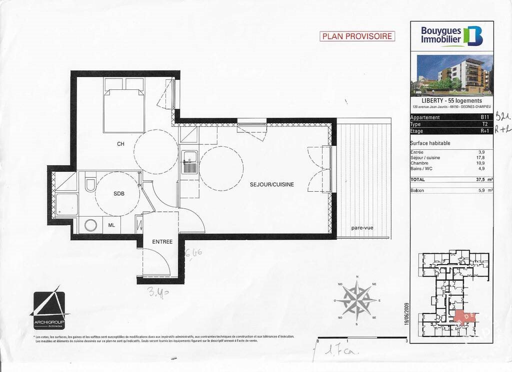 Appartement à vendre, 38m², Décines-Charpieu