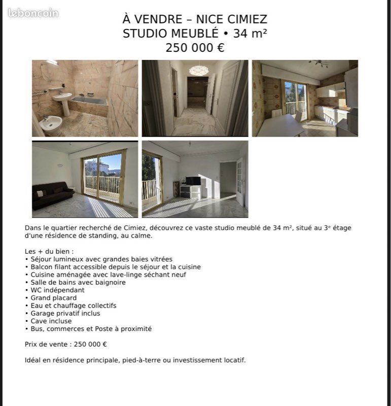 Appartement à vendre, 34m², Nice