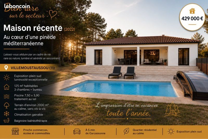 Maison à vendre, 125m², Villemoustaussou