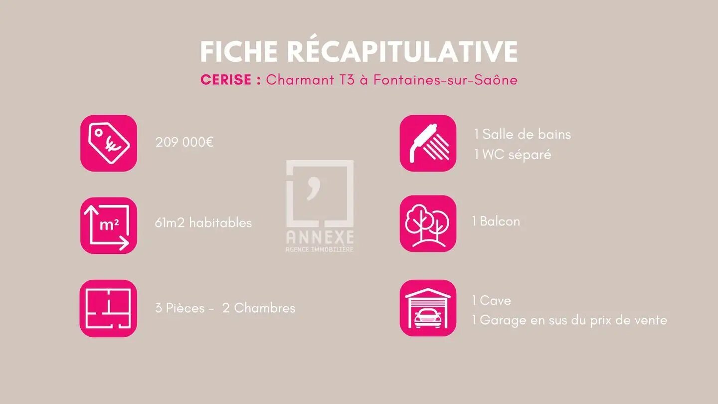 Appartement à vendre, 61m², Fontaines-sur-Saône
