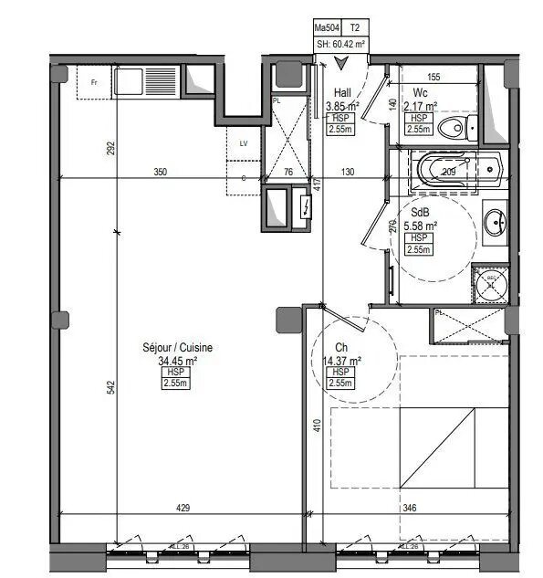 Appartement à louer, 59m², Marquette-lez-Lille