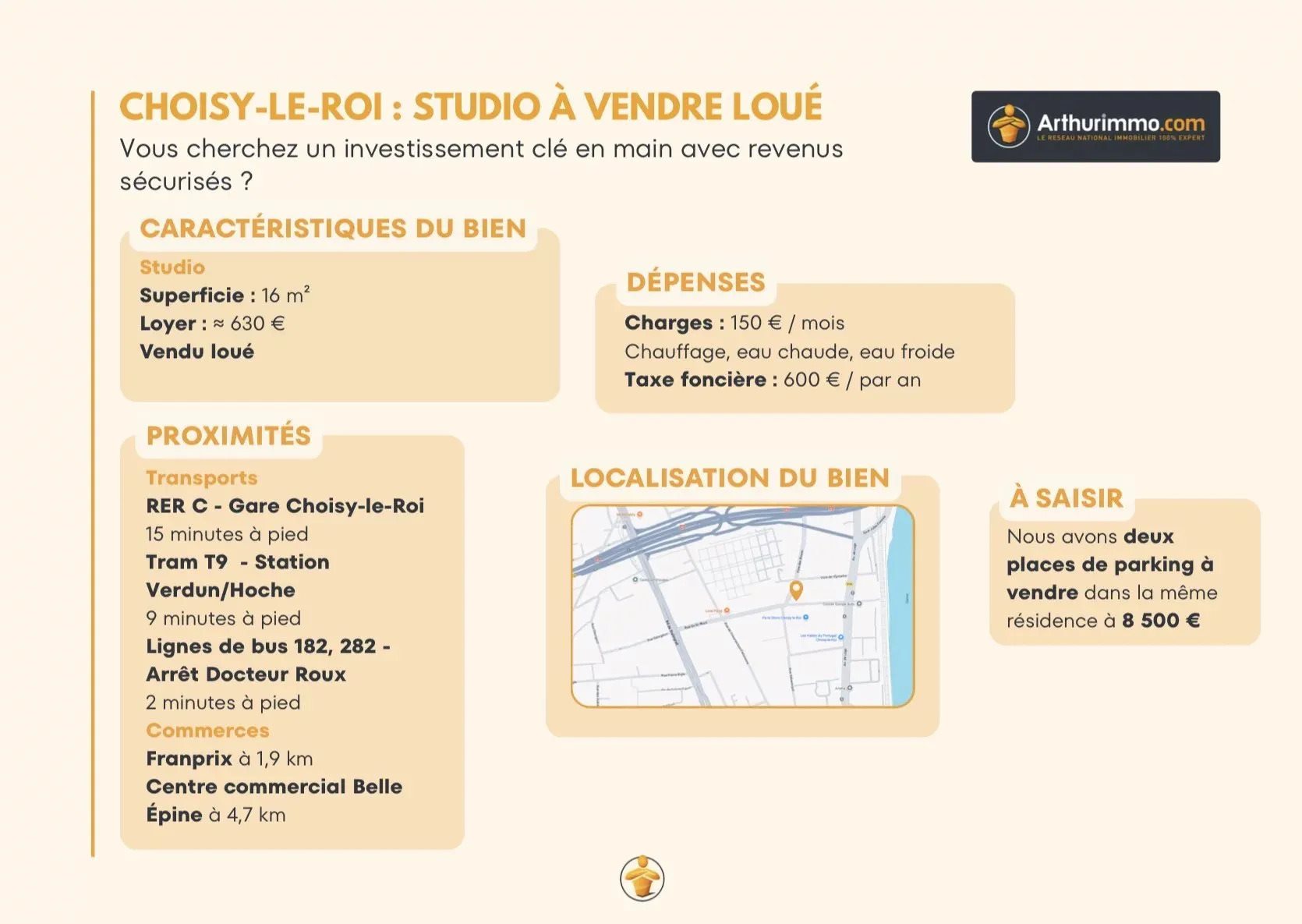 Appartement à vendre, 16m², Choisy-le-Roi