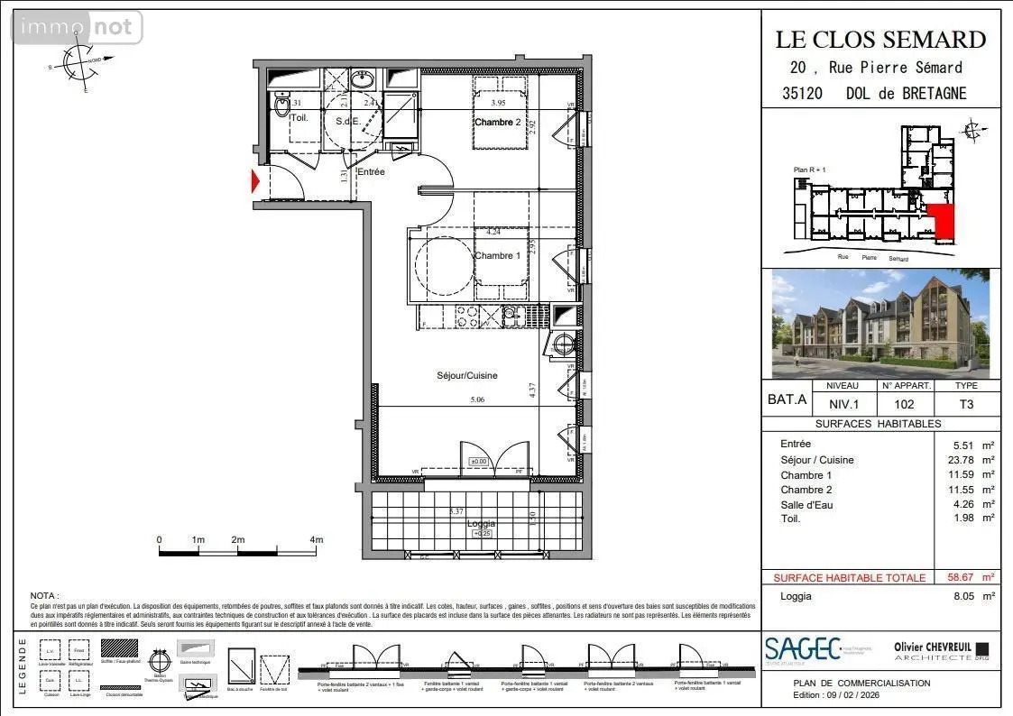 Appartement à vendre, 58m², Dol-de-Bretagne