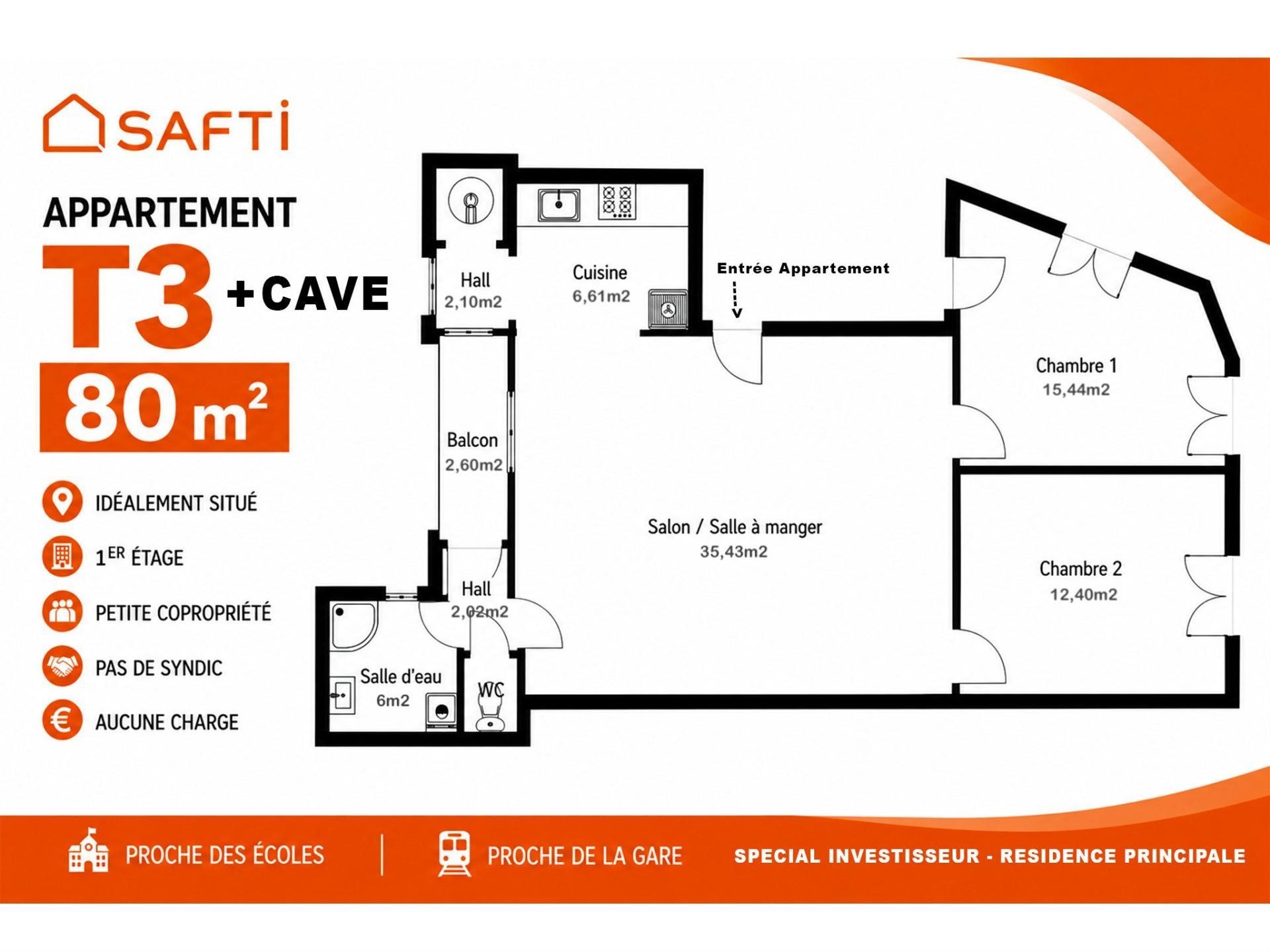 Appartement à vendre, 80m², Perpignan