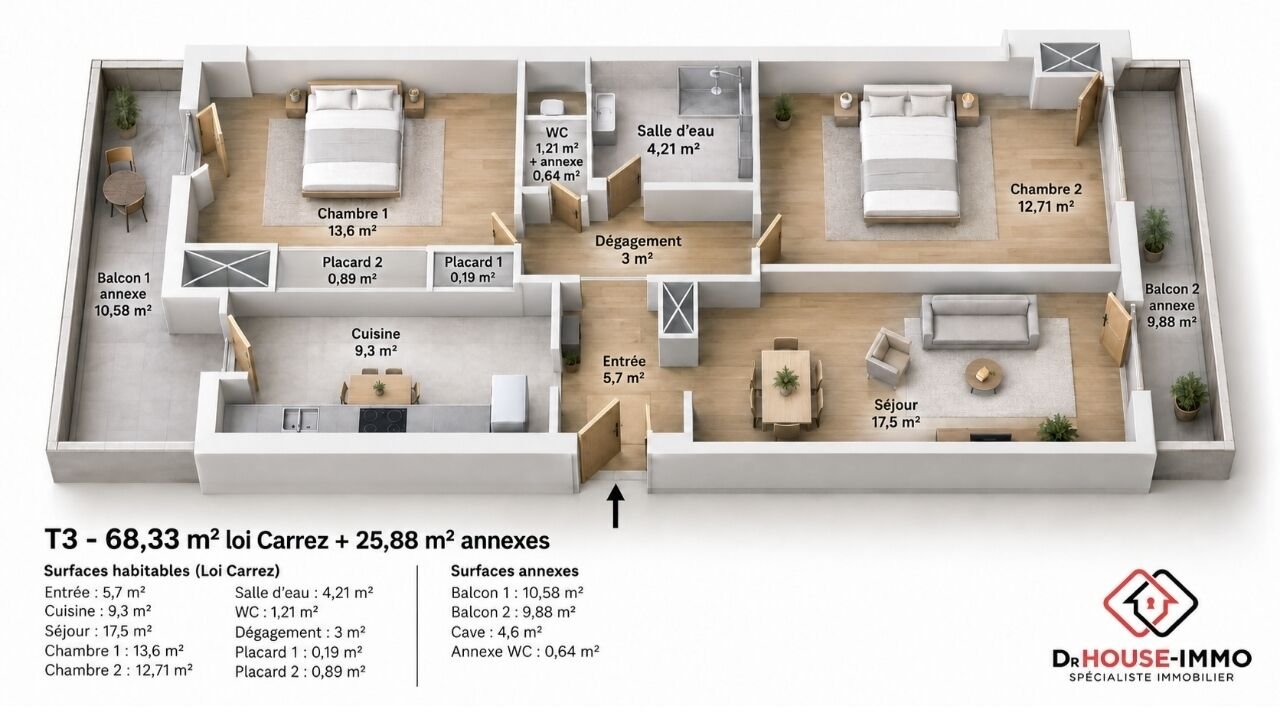 Appartement à vendre, 68m², Toulon