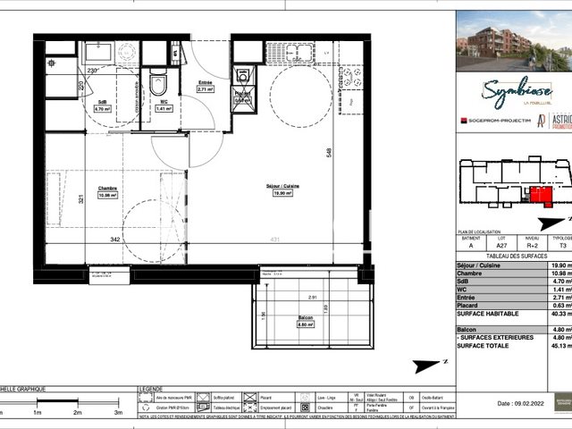 Appartement à louer, 41m², La Madeleine