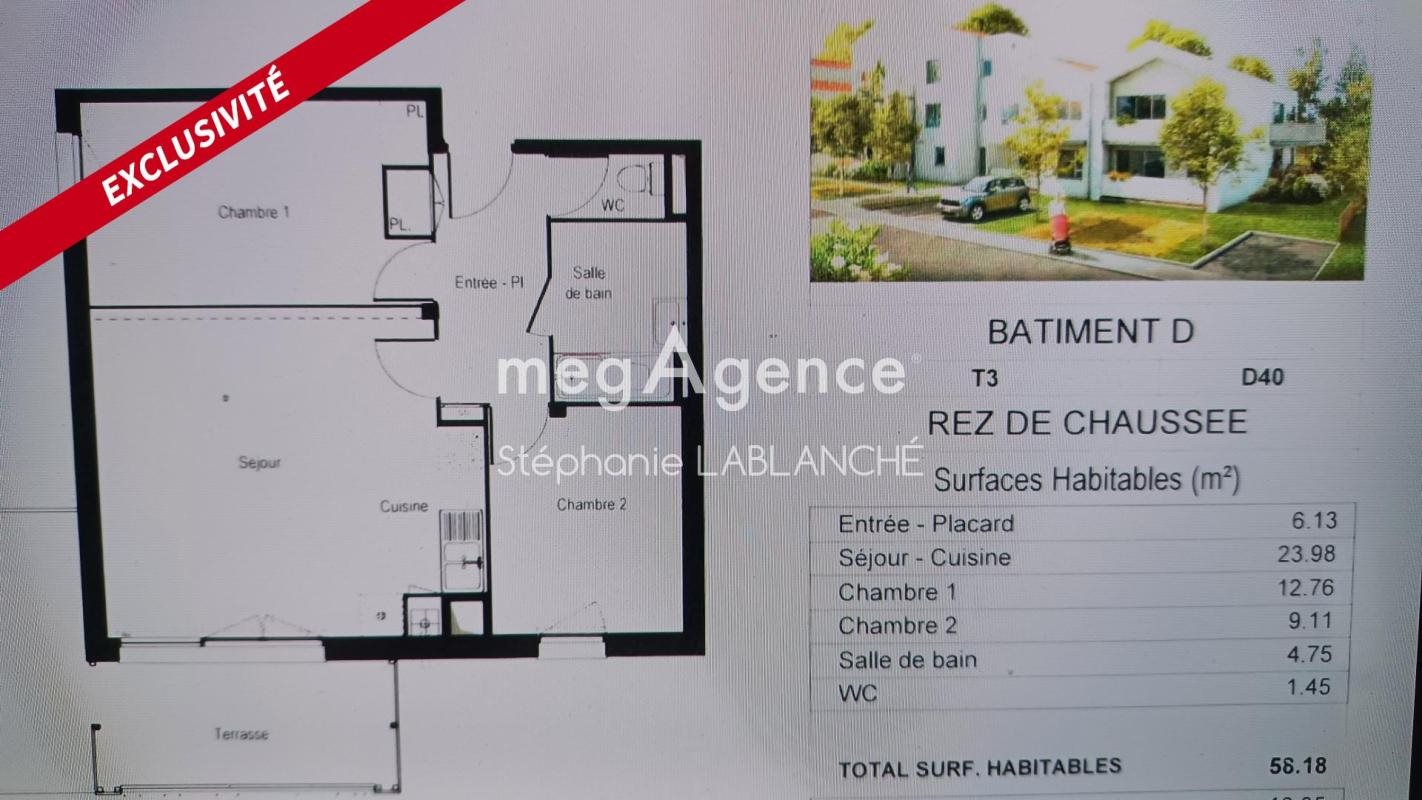 Appartement à vendre, 58m², Aussonne