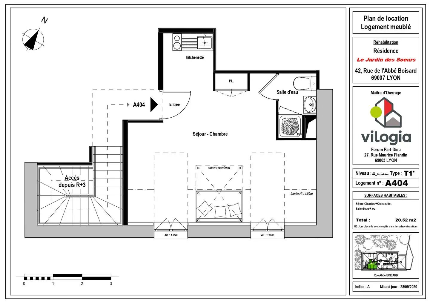 Appartement à louer, 20m², Lyon 7ème