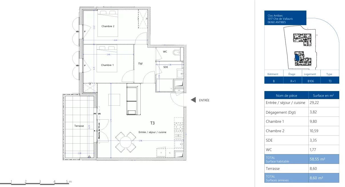 Appartement à vendre, 58m², Antibes