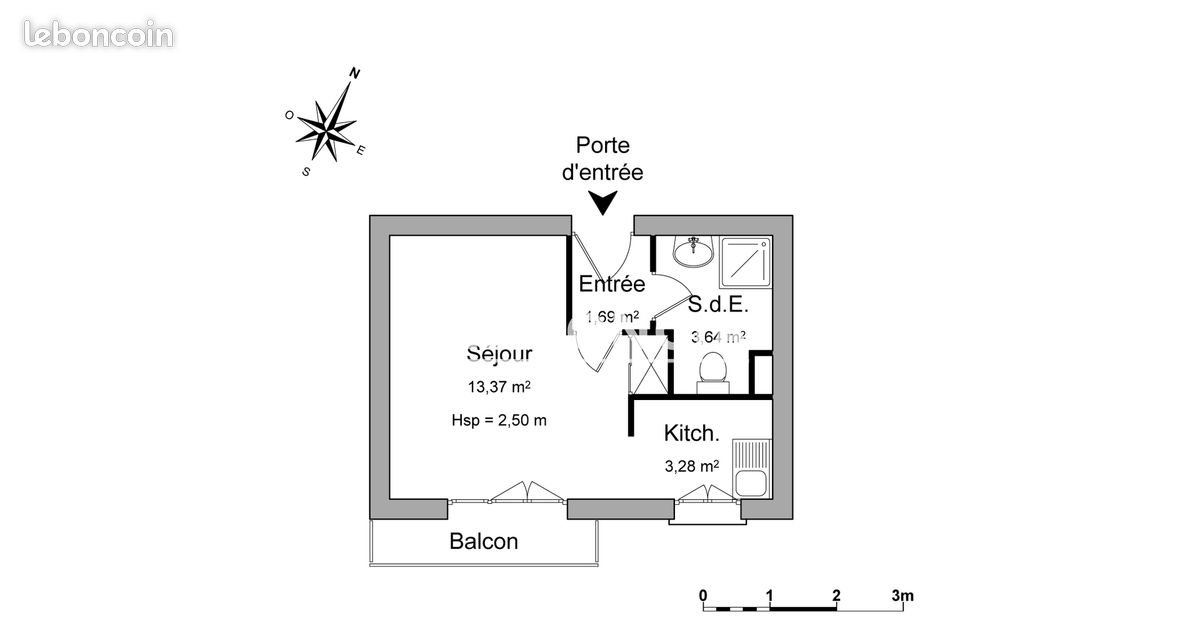 Appartement à louer, 22m², Courdimanche
