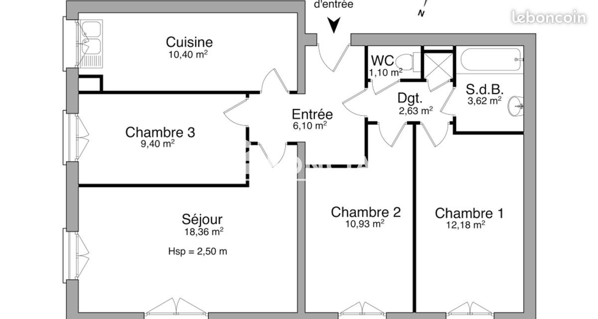 Appartement à louer, 75m², Cergy