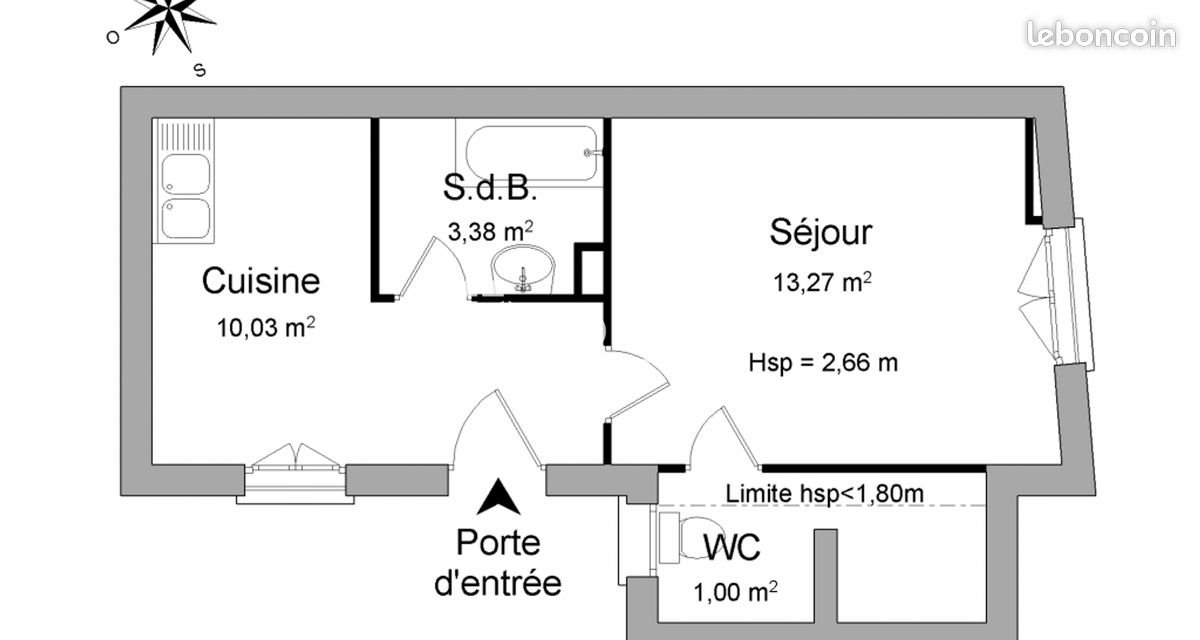 Appartement à louer, 28m², Bouafle