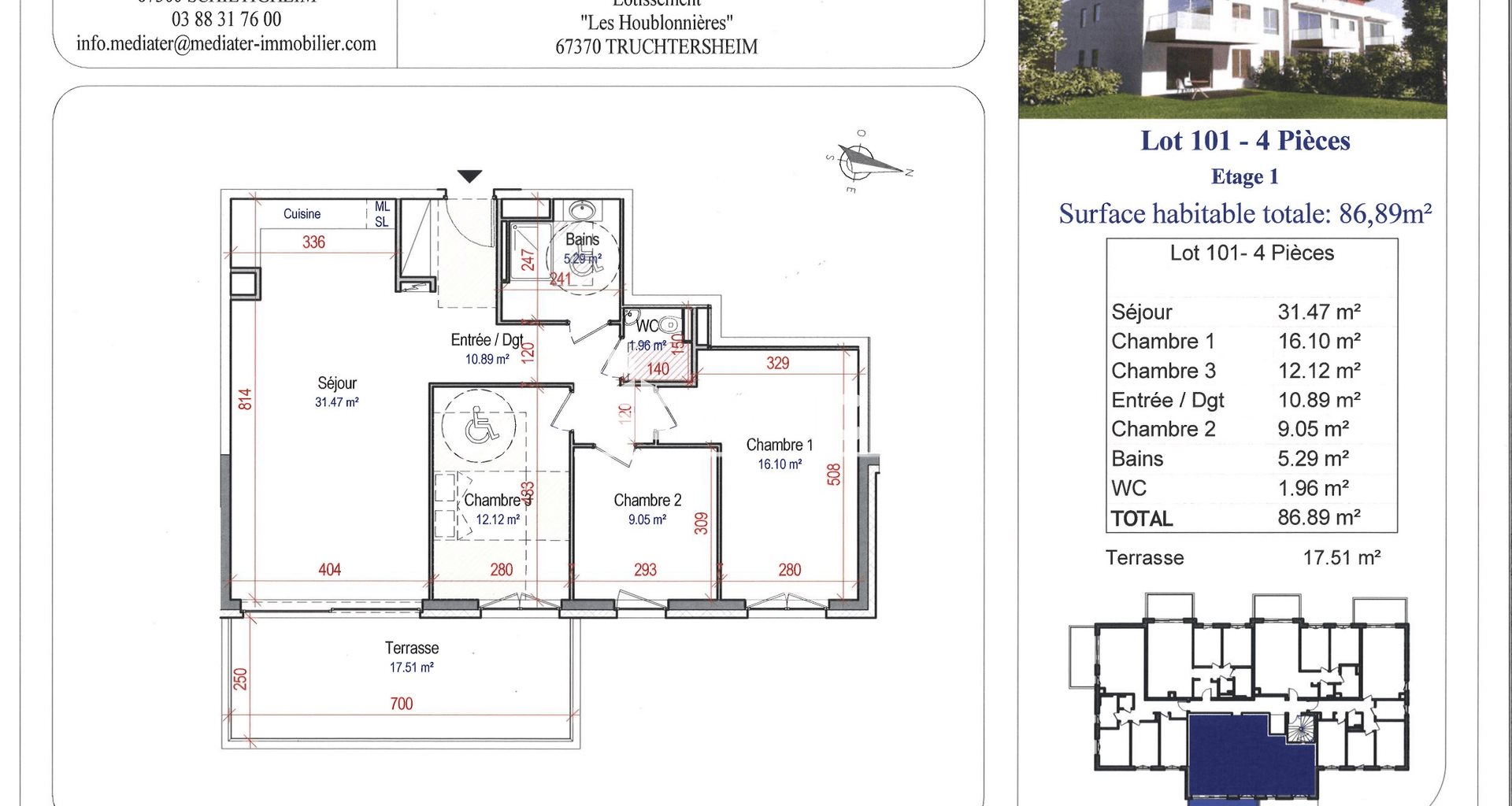 Appartement à louer, 86m², Truchtersheim