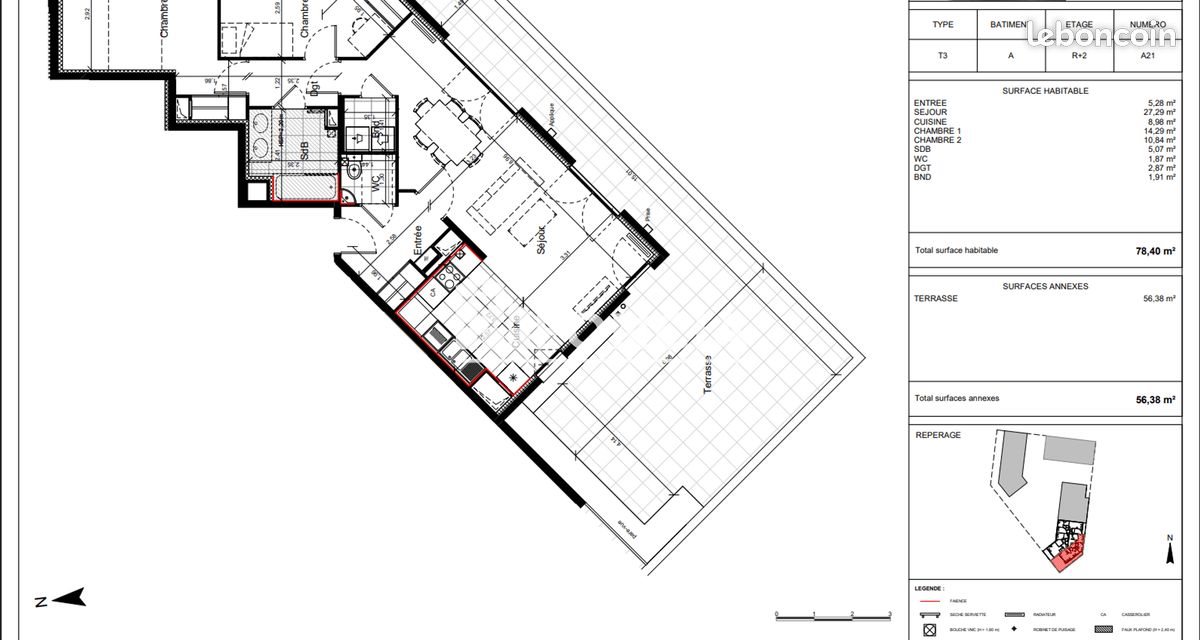 Appartement à louer, 78m², Evry