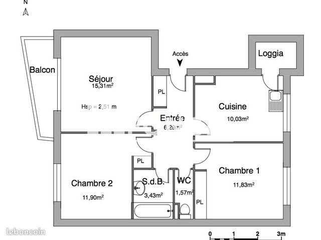 Appartement à louer, 60m², Brest