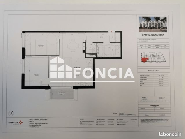 Appartement à louer, 66m², Angers