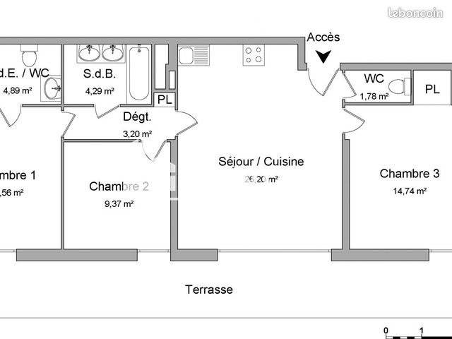 Appartement à louer, 77m², Mérignac