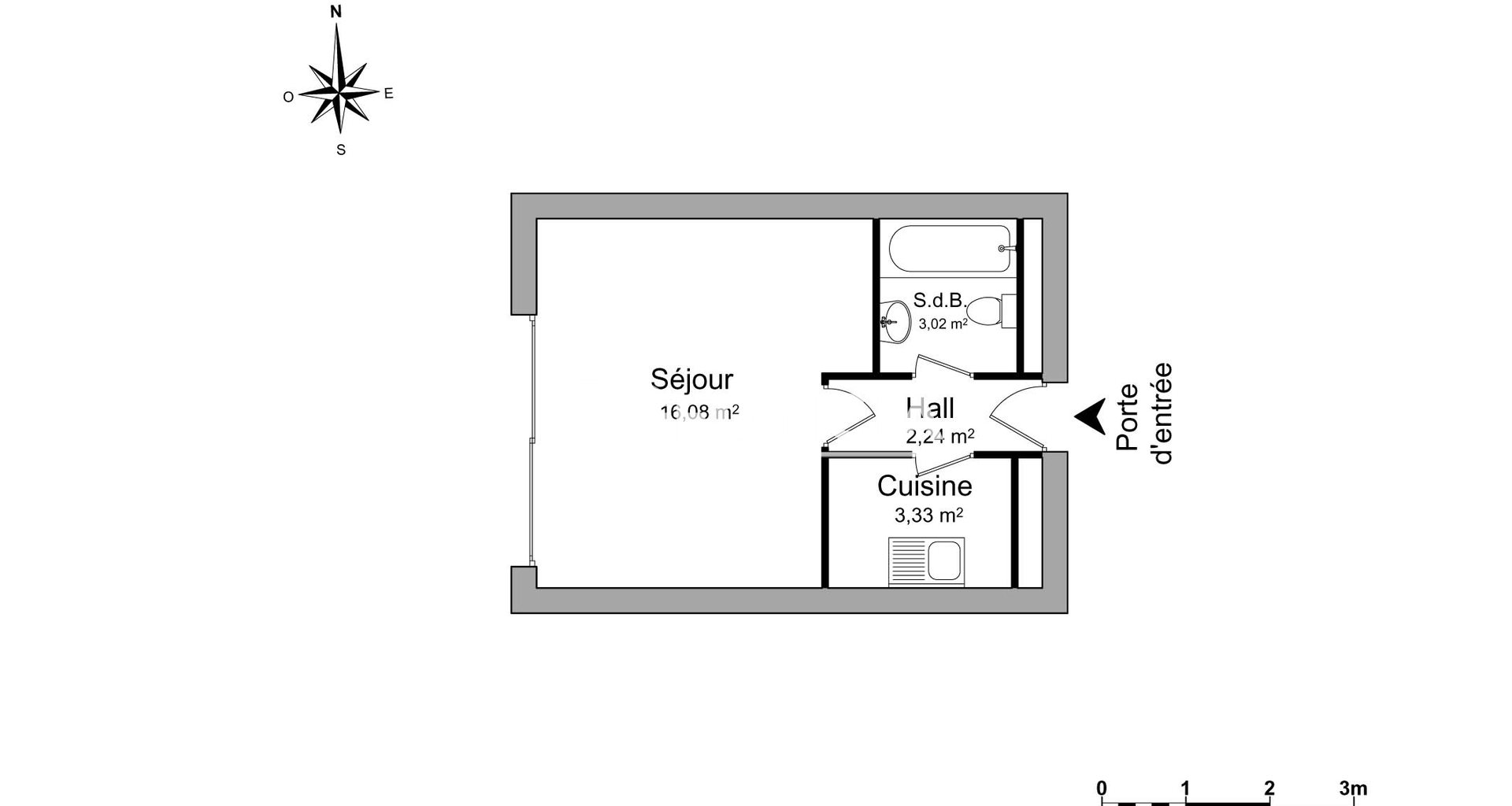 Appartement à louer, 24m², Argenteuil