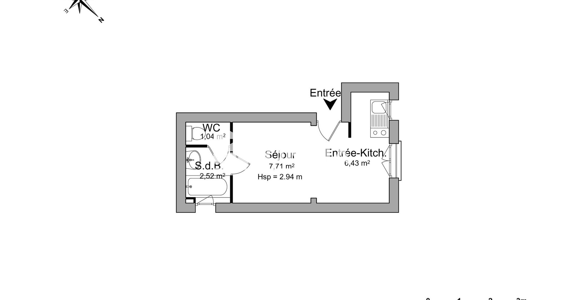 Appartement à louer, 17m², Courbevoie