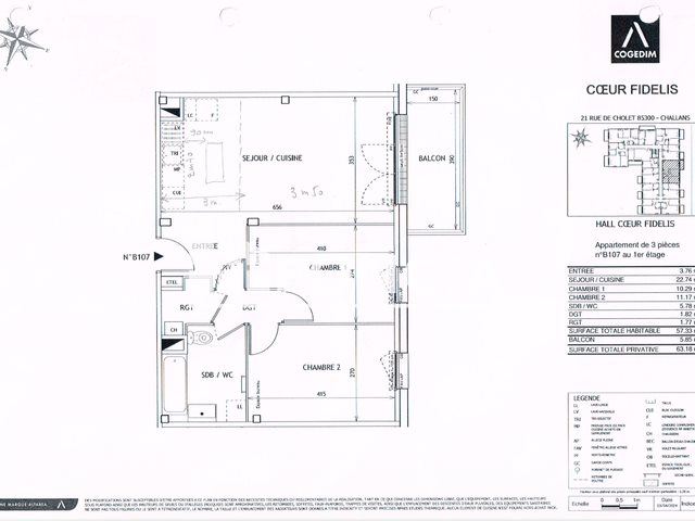 Appartement à louer, 57m², Challans