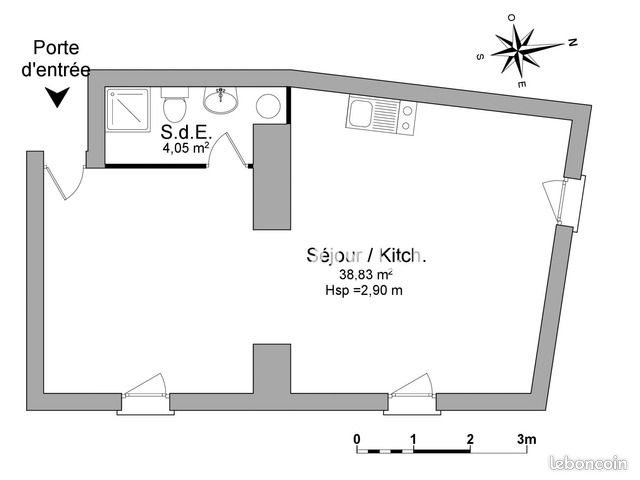 Appartement à louer, 41m², Collias