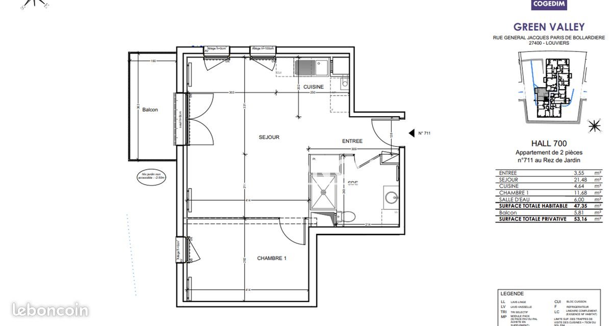 Appartement à louer, 47m², Louviers