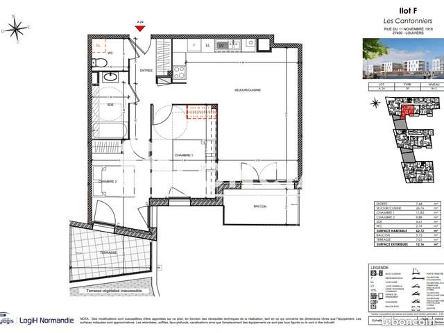 Appartement à louer, 62m², Louviers