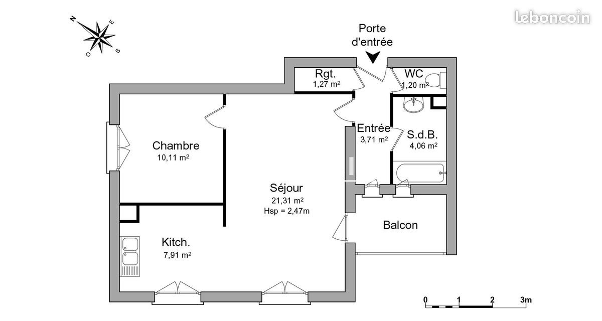 Appartement à louer, 50m², La Rivière-Saint-Sauveur