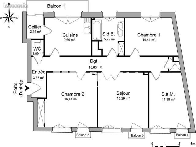 Appartement à louer, 86m², Tarbes