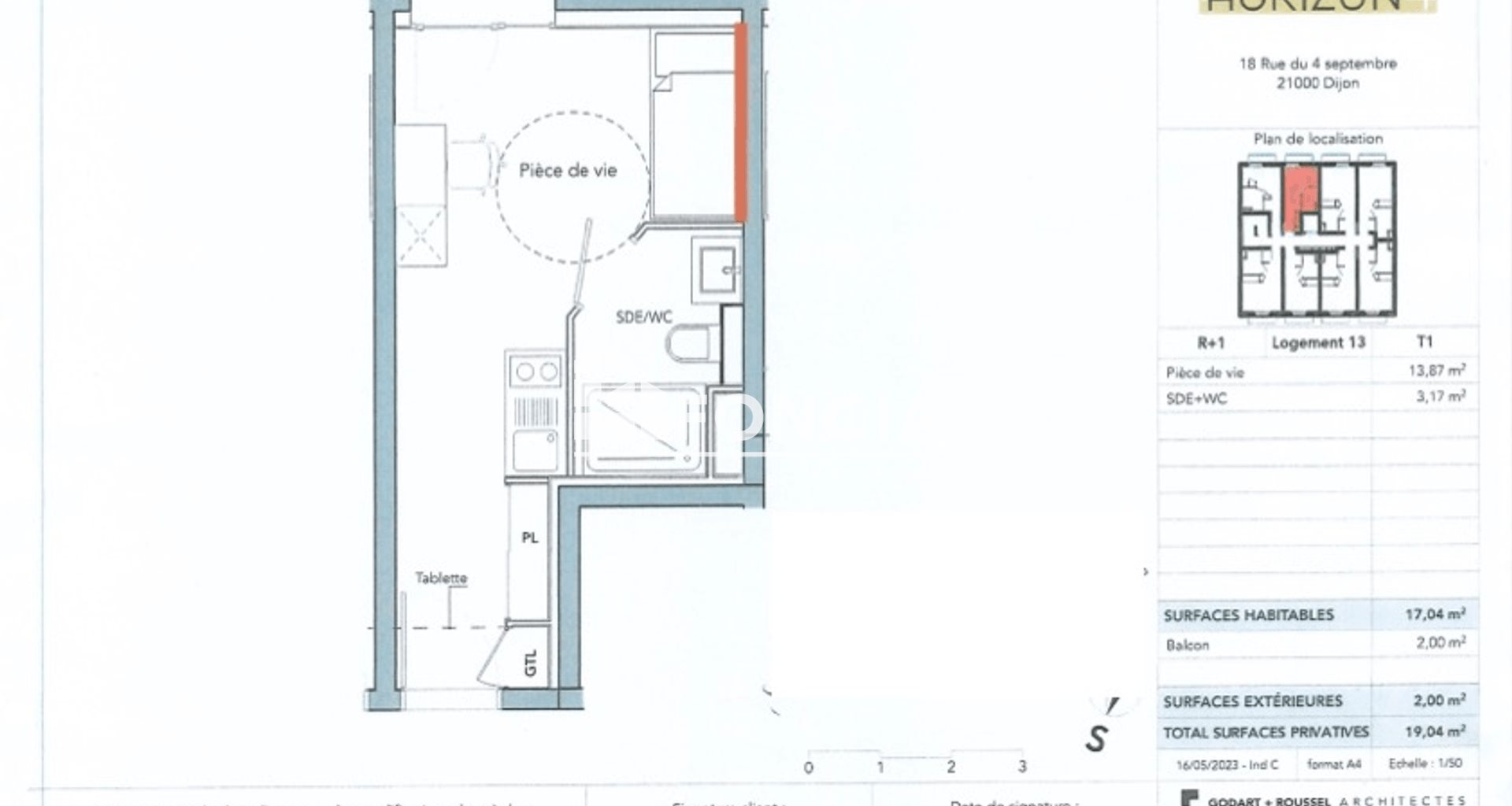Appartement à louer, 17m², Dijon