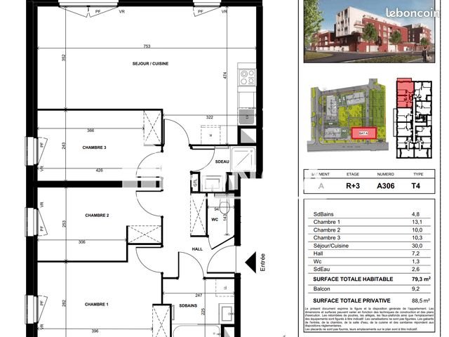 Appartement à louer, 79m², Lens