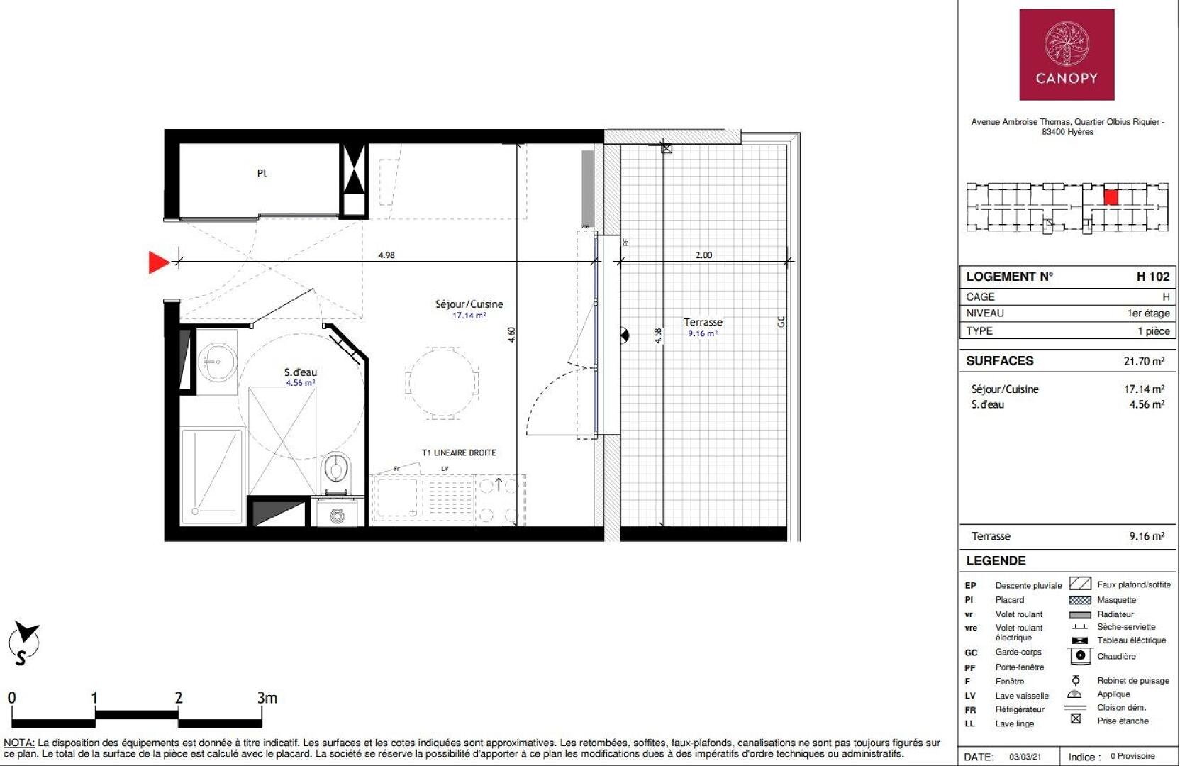 Appartement à louer, 22m², Hyères