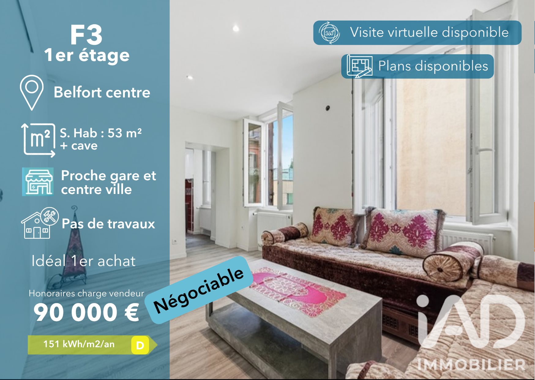 Appartement à vendre, 53m², Belfort
