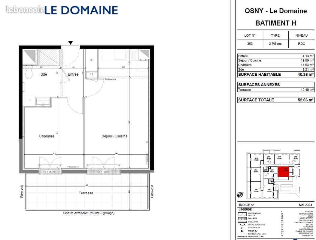 Appartement à louer, 40m², Osny