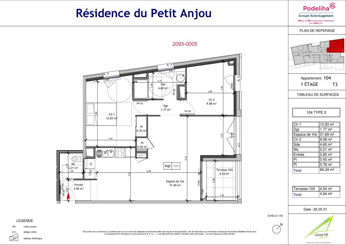 Appartement à louer, 66m², Angers