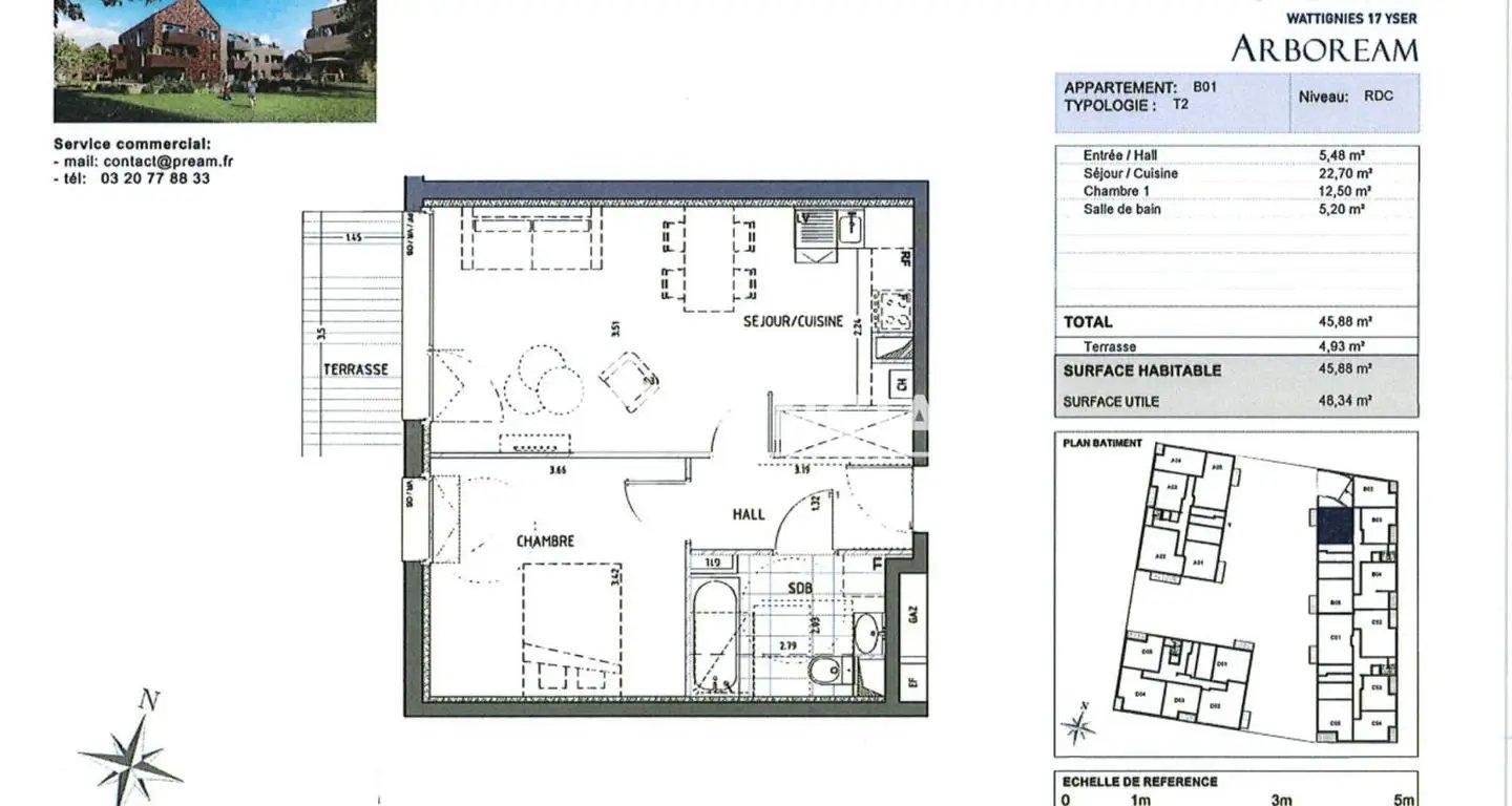 Appartement à louer, 45m², Wattignies