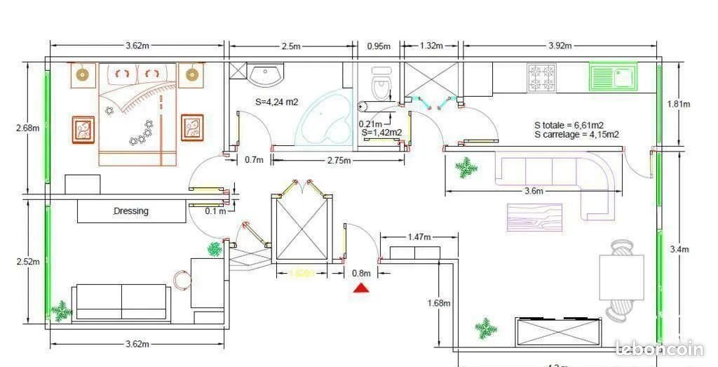 Appartement à louer, 56m², Meudon