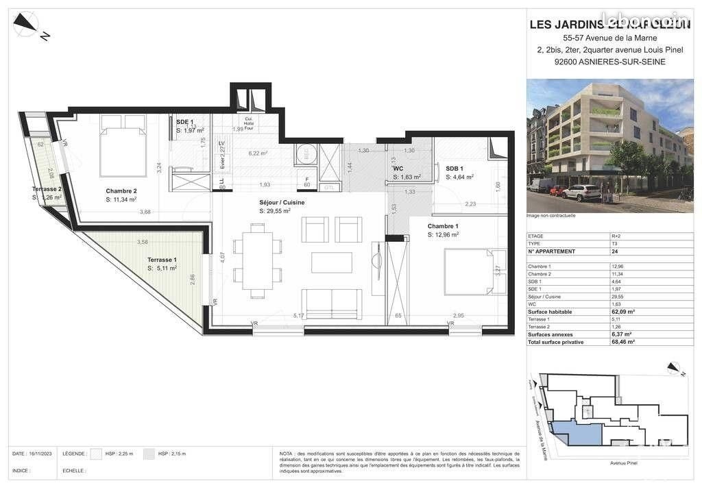 Appartement à louer, 62m², Asnières-sur-Seine