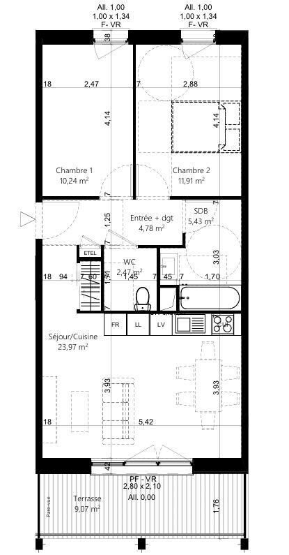 Appartement à vendre, 59m², Beaumont