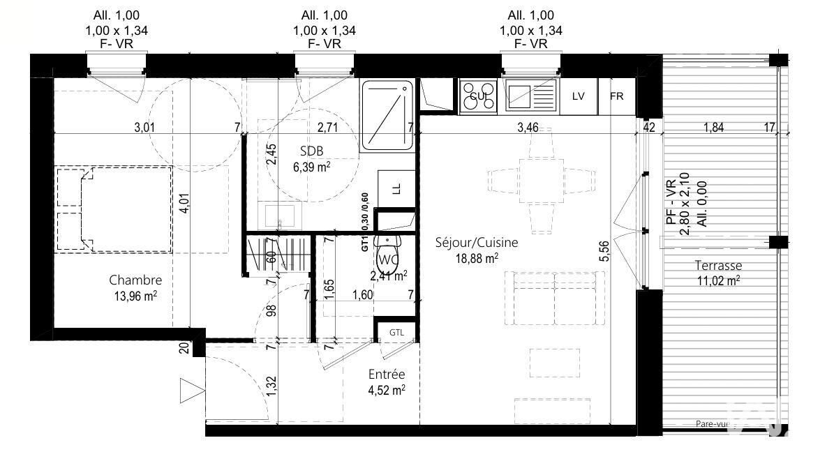 Appartement à vendre, 46m², Beaumont