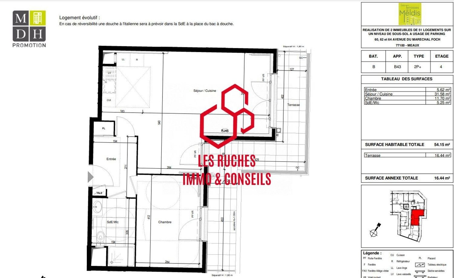Appartement à vendre, 54m², Meaux