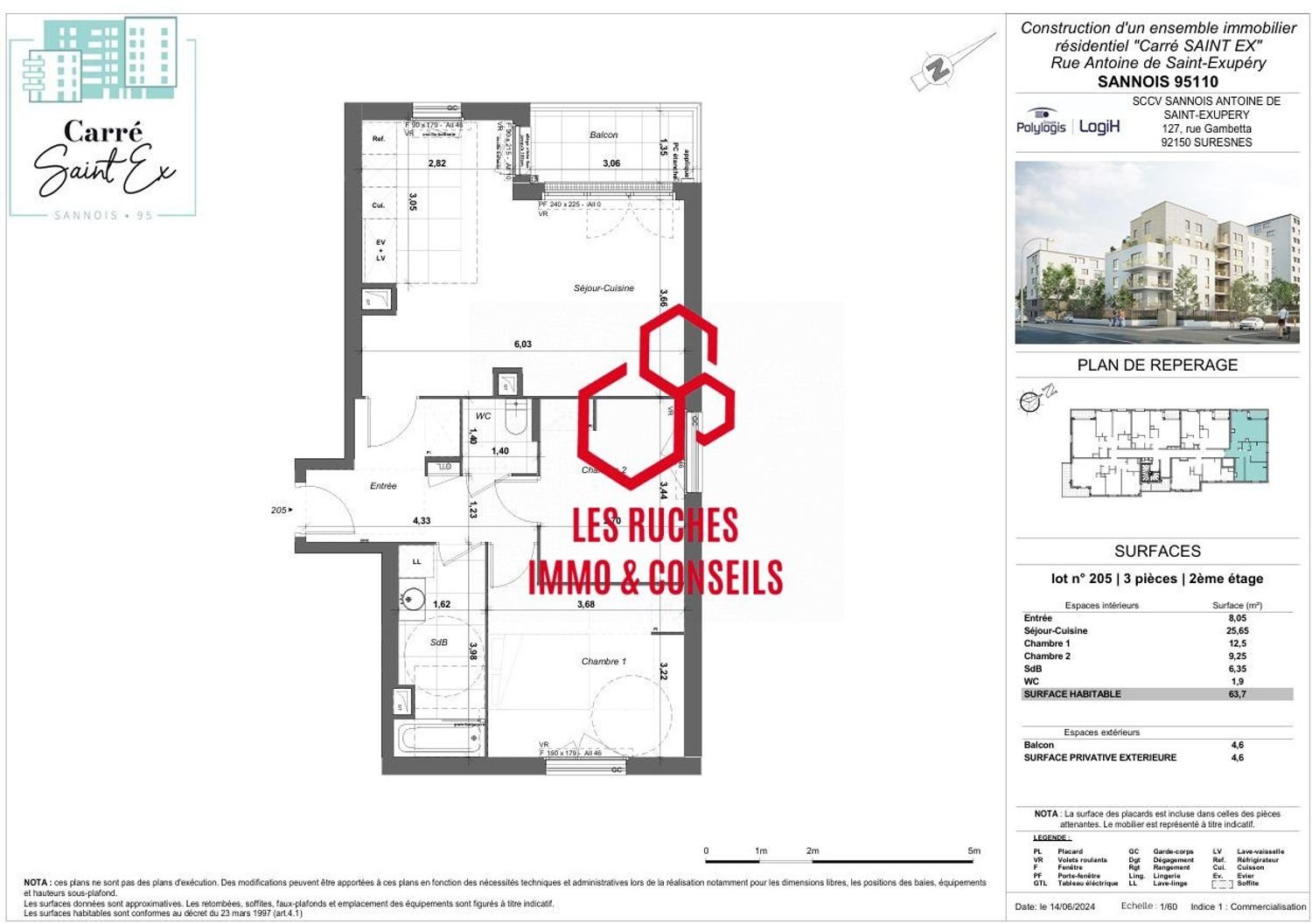 Appartement à vendre, 63m², Sannois